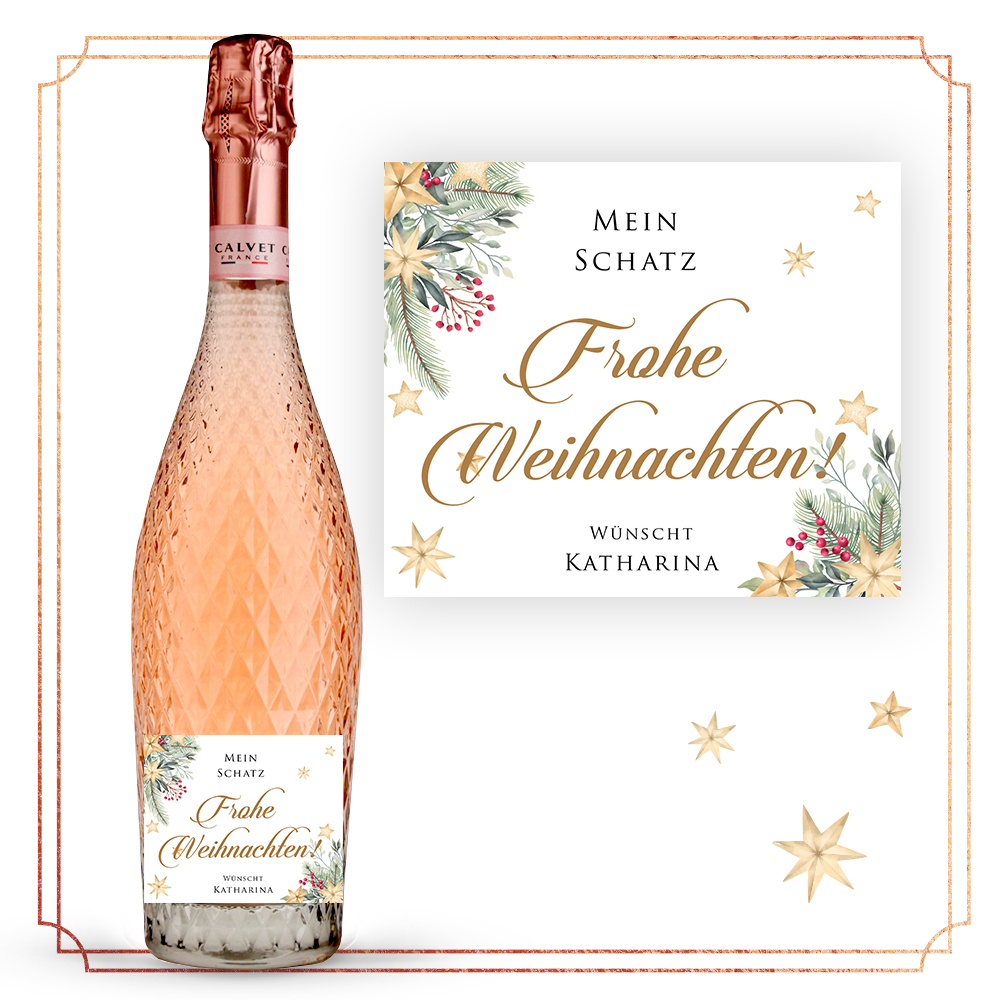 FROHE WEIHNACHTEN CALVET ROSE - Geschenke zu Weihnachten. Personalisierter  Alkohol | online kafuen