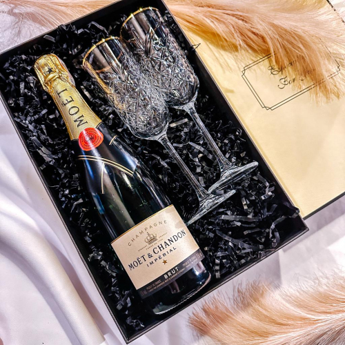 MOËT & CHANDON BRUT IMPERIAL + KRISTALLGLÄSER SET - GESCHENKSET
